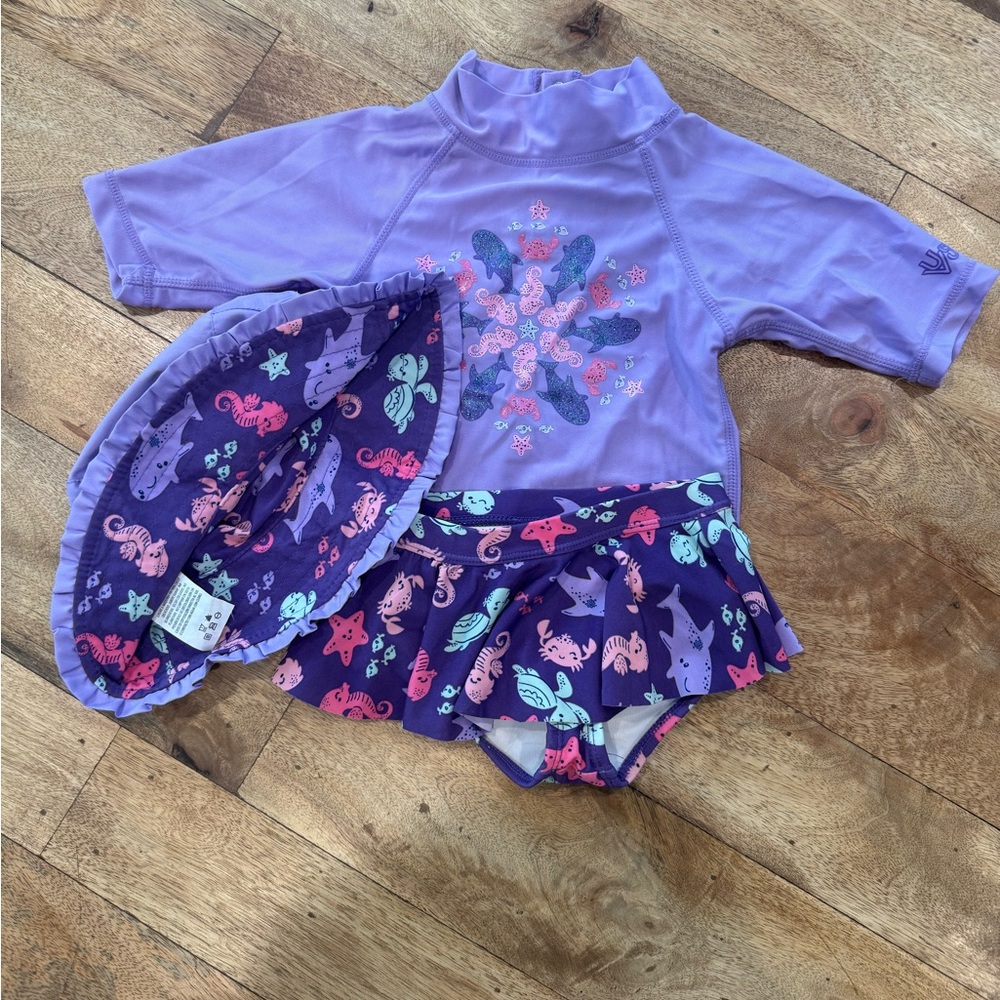 Kids Purple Swim Matching Set-2T